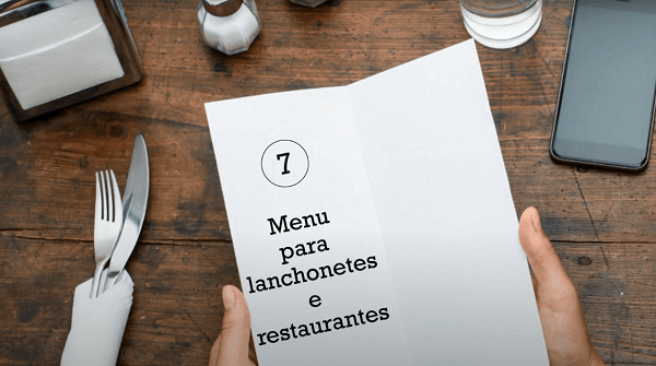 renda extra com menu para lanchonetes e restaurantes