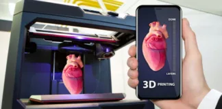 arquivo de um coração no celular e impresso numa impressora 3d