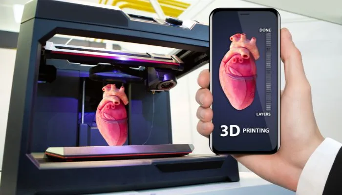 arquivo de um coração no celular e impresso numa impressora 3d