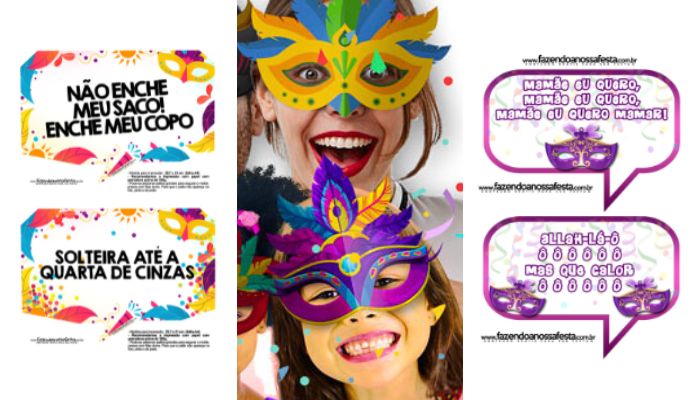 modelos de plaquinhas e mascaras de carnaval