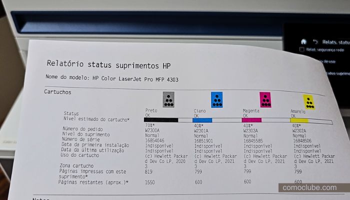 impressão impressora laser hp 4303fdw